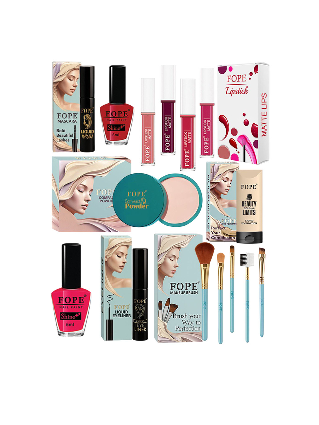 FOPE Set Of 15 All In One Long Lasting Makeup Combo