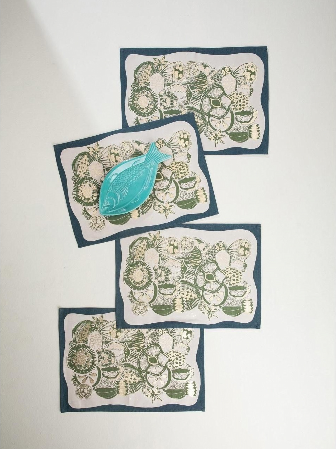 FREEDOM TREE White & Blue 4 Pieces Printed Table Mat