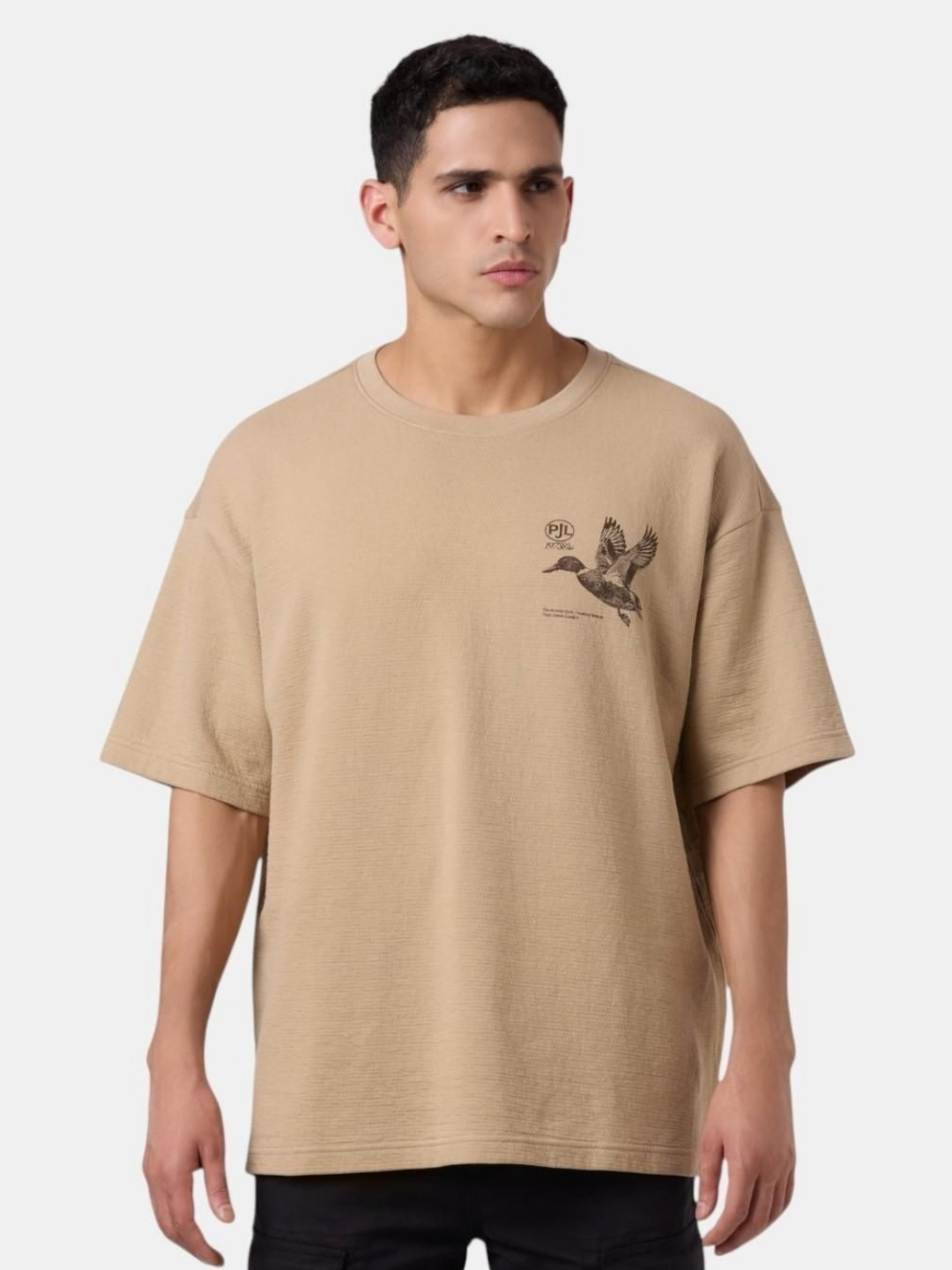 Pepe Jeans Animal Graphic Printed Drop-Shoulder Sleeves Cotton Oversized T-shirt
