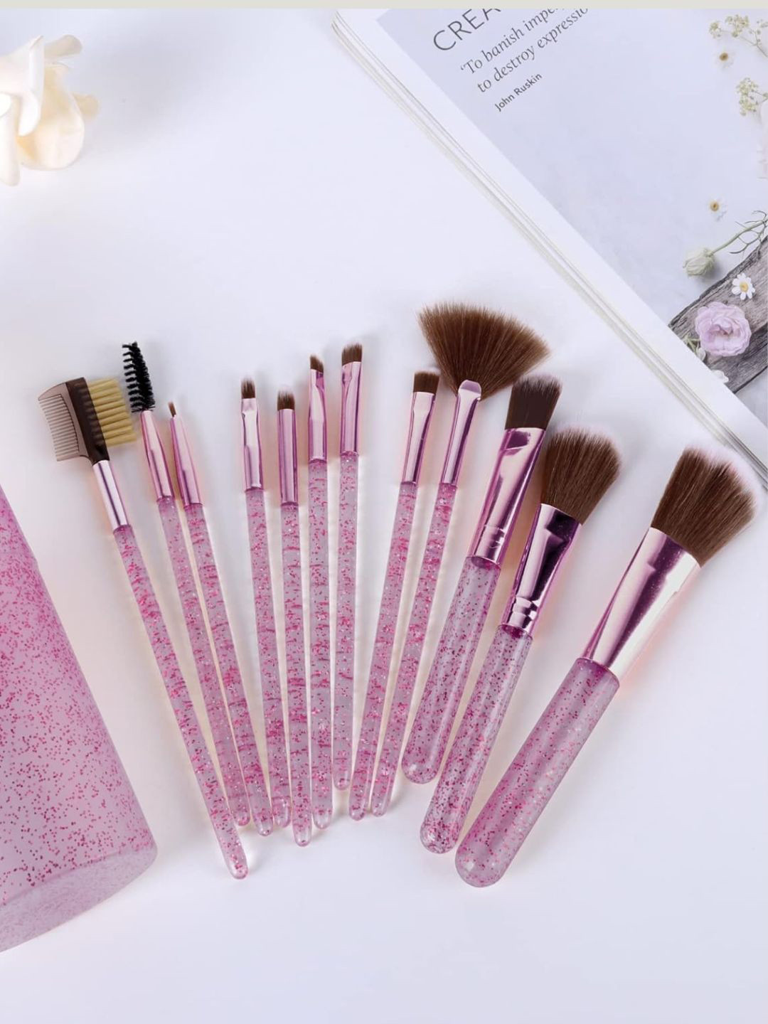 Huda crush Set Of 12 Glitter Makeup Brush Set With Storage Case