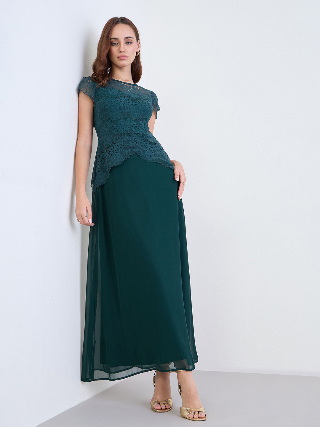 Styli Self Design A-Line Maxi Dress