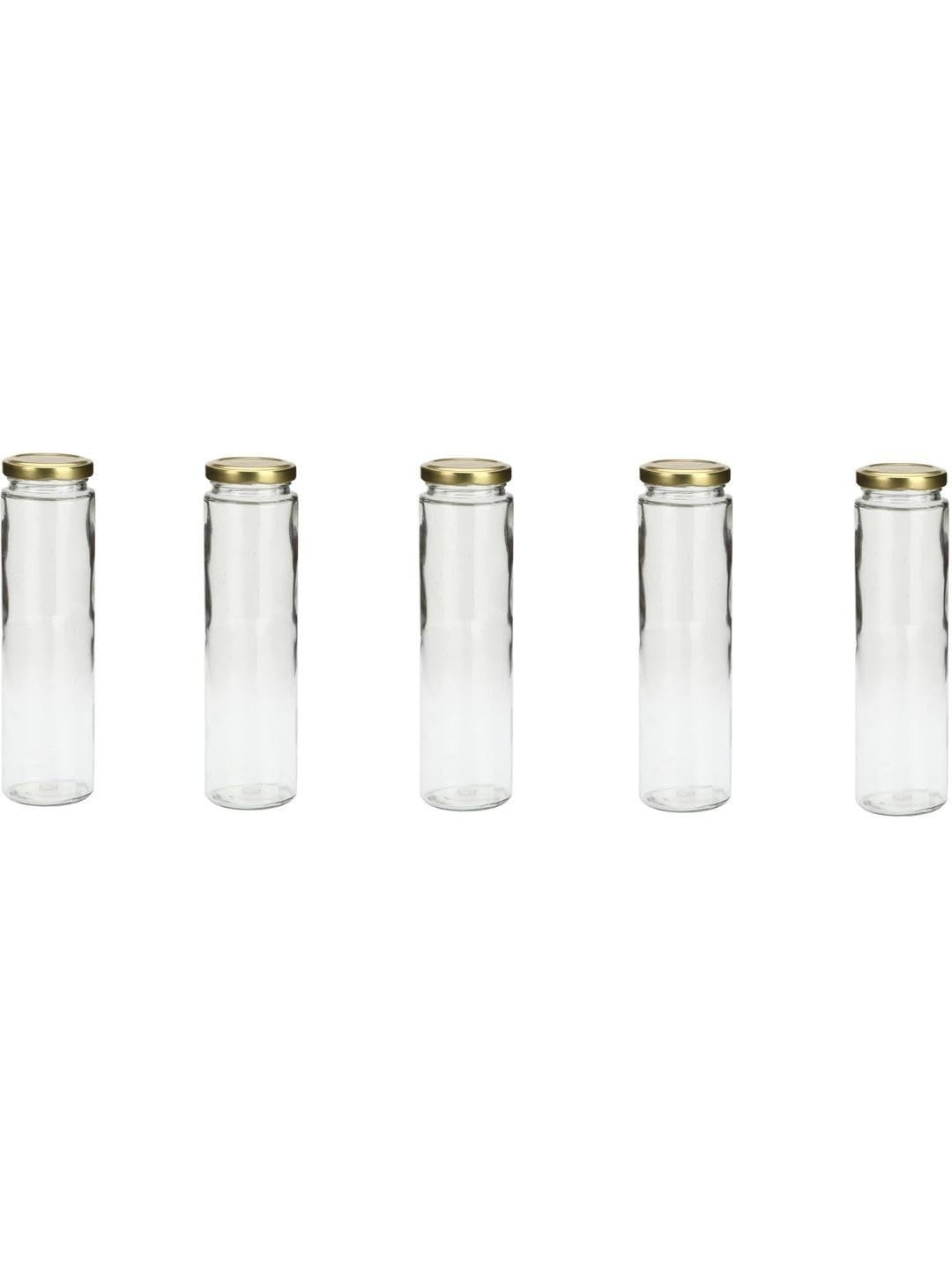 1ST TIME 5 Transparent Glass Freezer Safe Water 5 Pieces Bottle- 350Ml