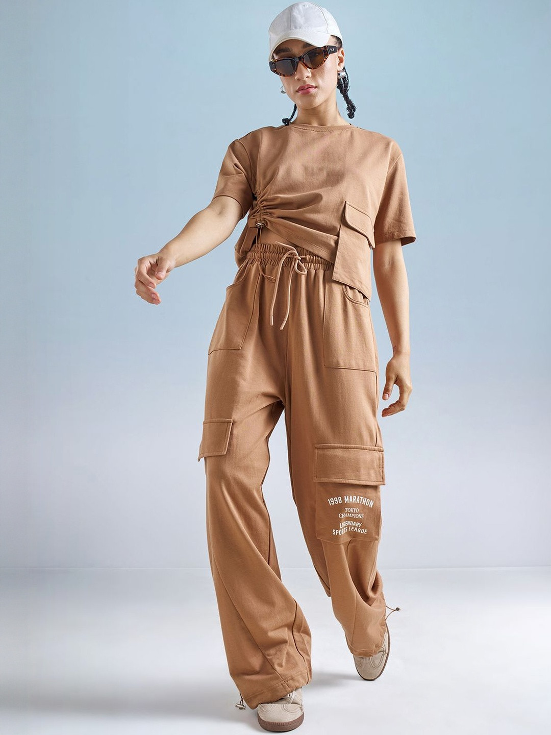 Street By Tokyo Talkies Utility Pockets Detail Cotton Boxy Crop Top