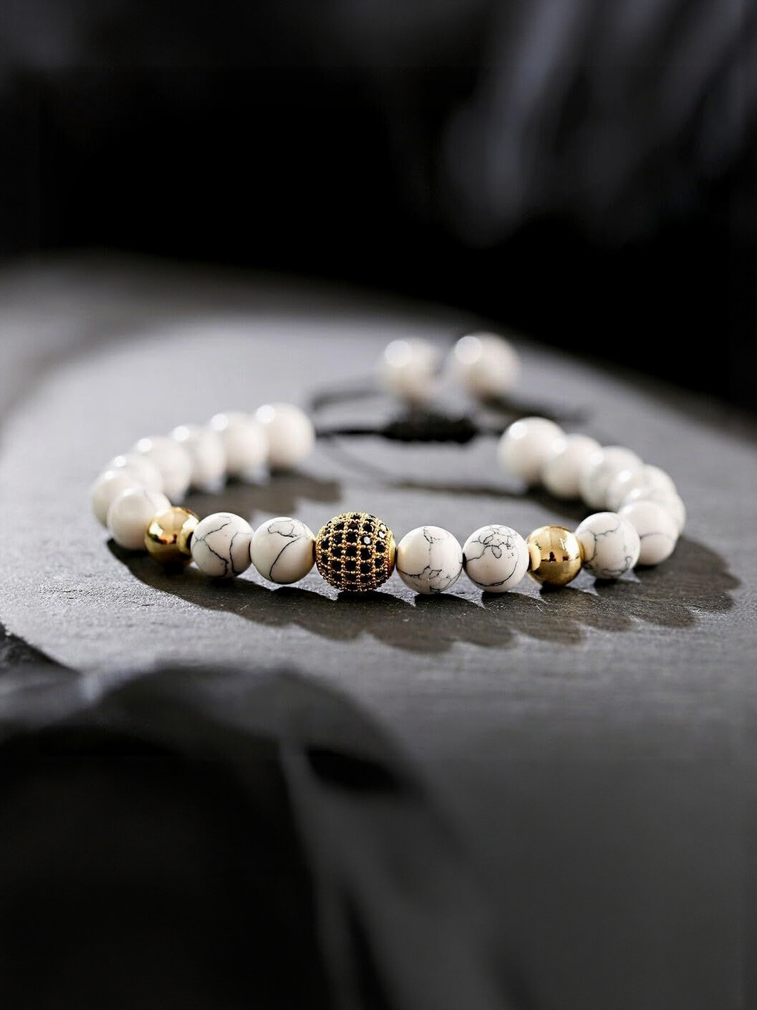 EDMIRIA Unisex Handmade Ceramic CZ Micro Pave Beads Bracelet