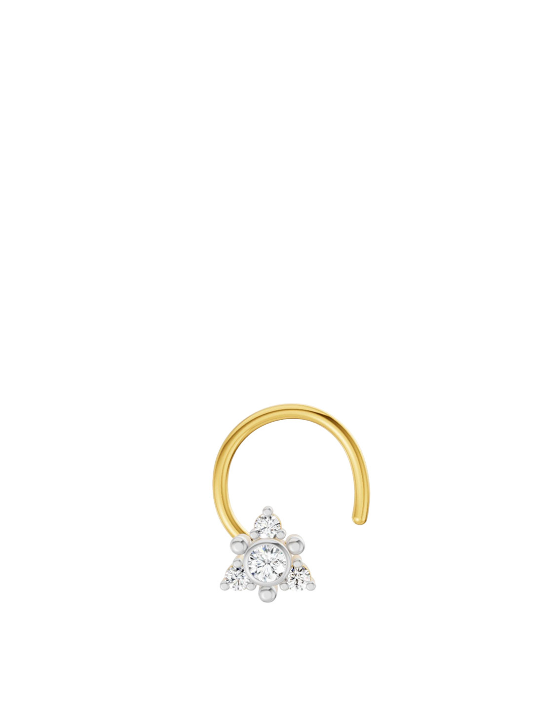 Sparkles Women 14 KT Gold Nose Pin With 0.04 Carat Round Shape Lab Grown Diamonds- 0.41 g