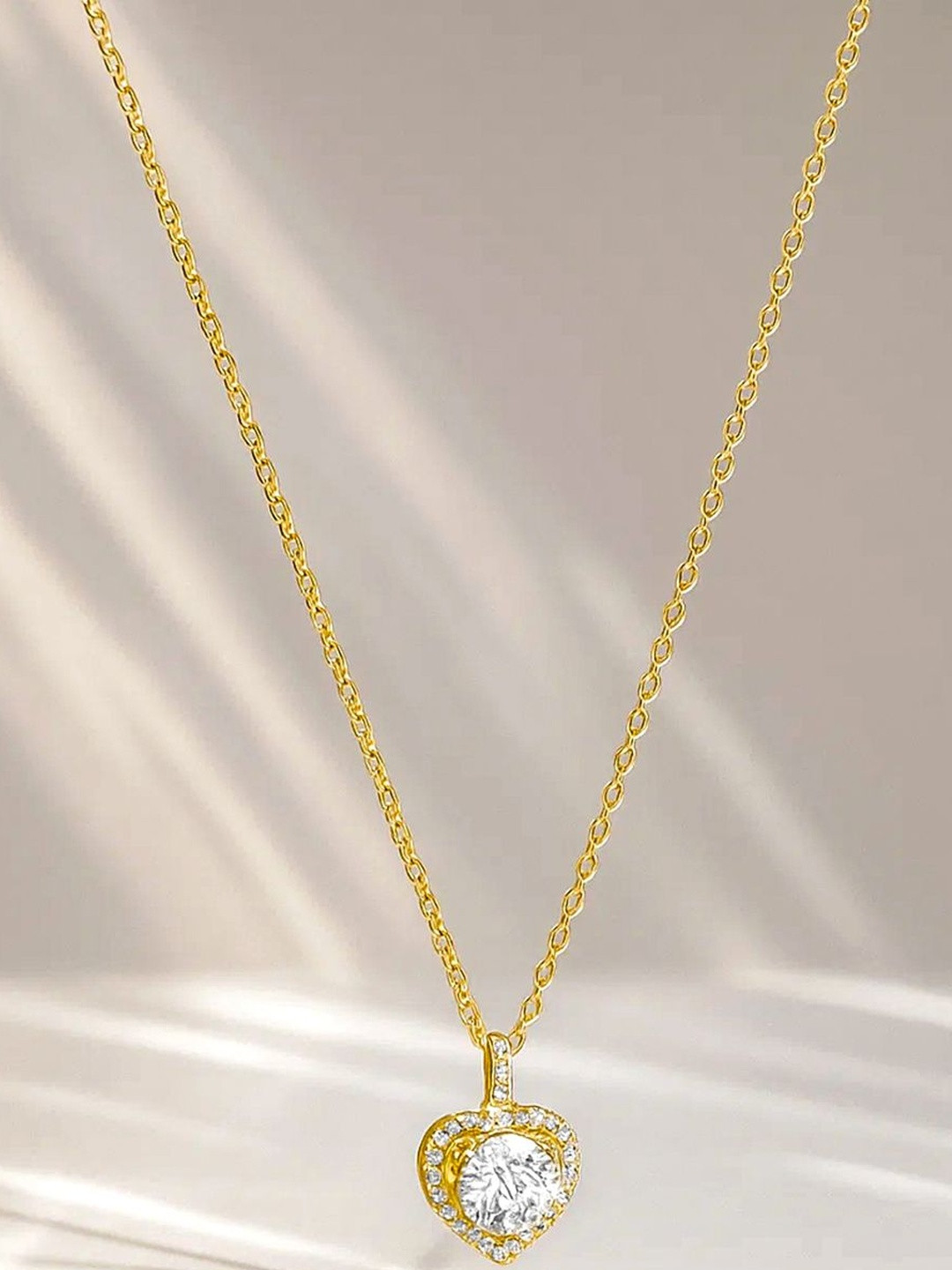 Rubans 22K Gold-Plated Cubic Zirconia Studded Statement Necklace & Chains