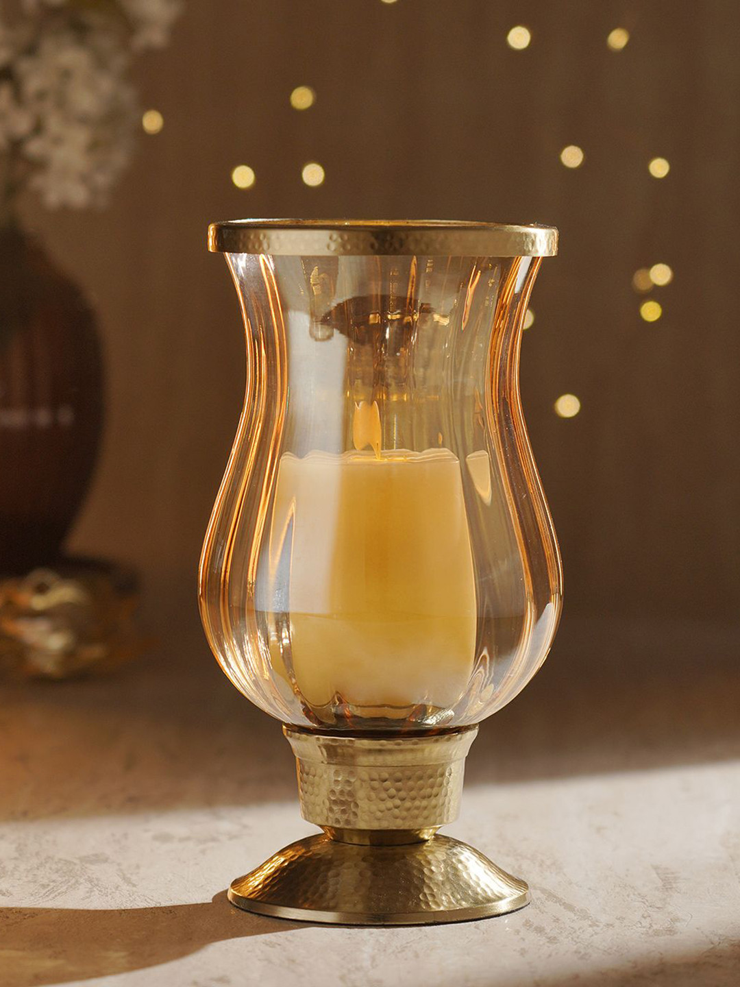 Pure Home and Living Brown Glass Candle Holder