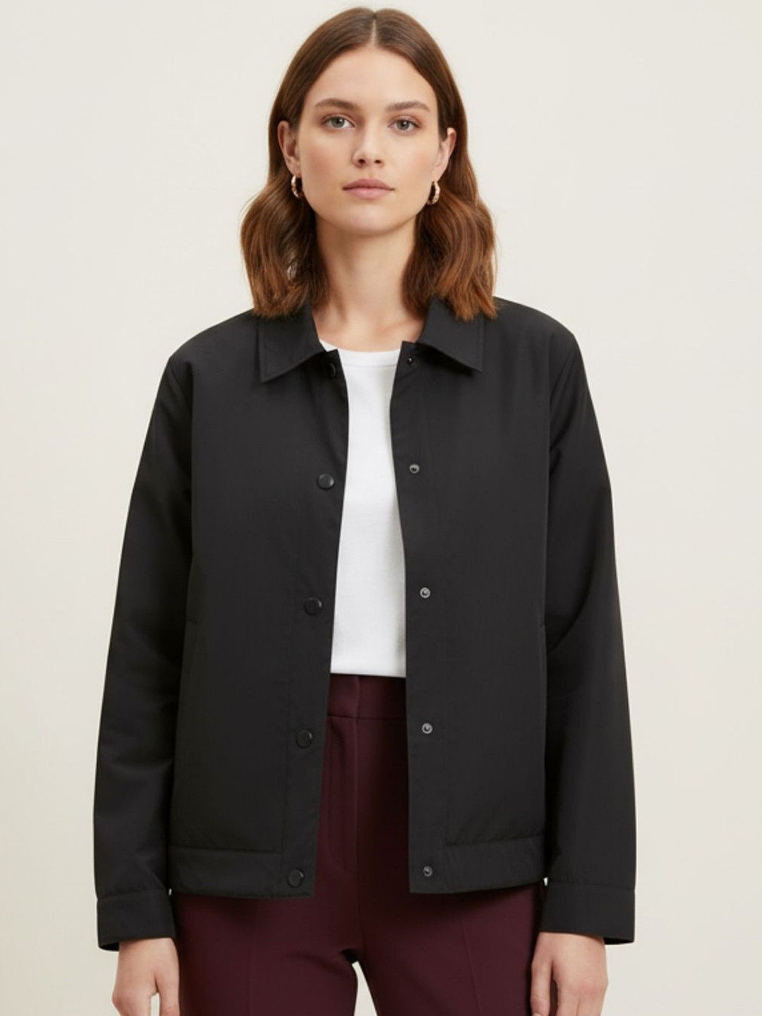 Wineberry Lightweight Longline Leather Jacket