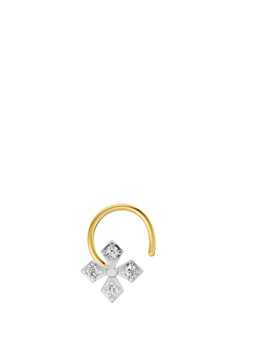 Sparkles Women 14 KT Gold Nosepin With 0.04 Carat Round Cross Lab Grown Diamond- 0.54 g