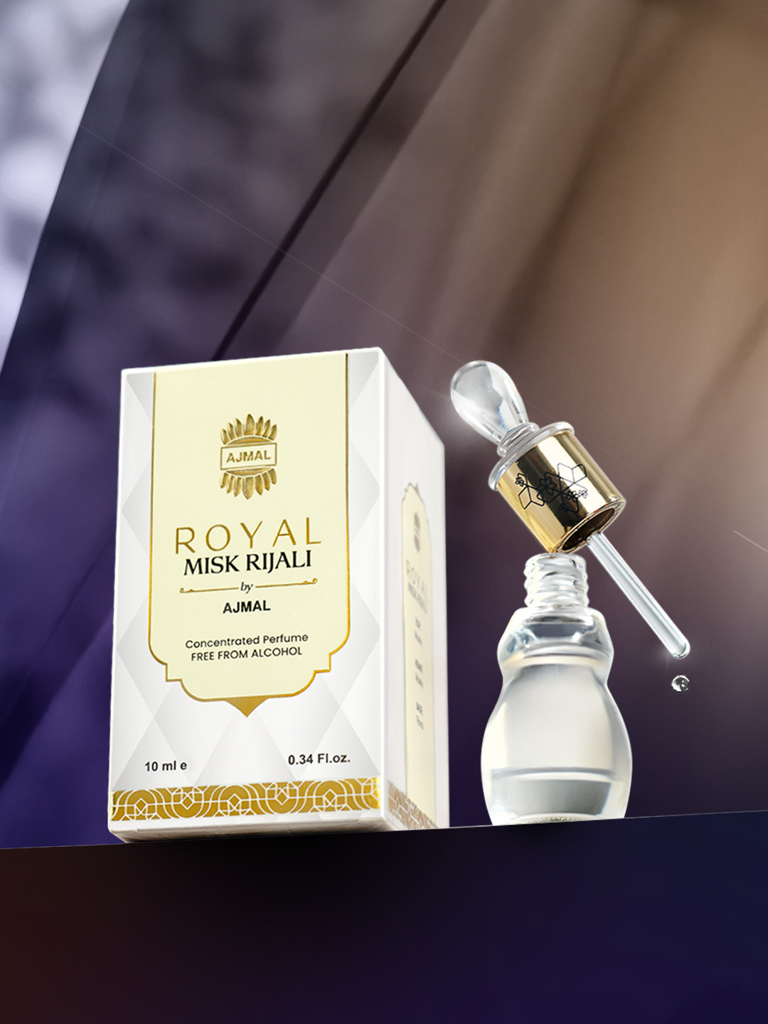 Ajmal Unisex Royal Misk Rijali Long Lasting Attar Perfume - 10ml - Musk Floral Scent