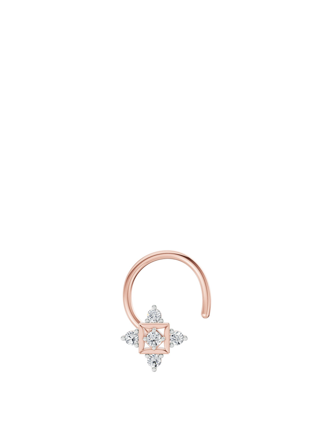 Sparkles 14 KT Rose Gold Nosepin With 0.02 Carat Round Shape Lab Grown Diamonds- 0.34 g