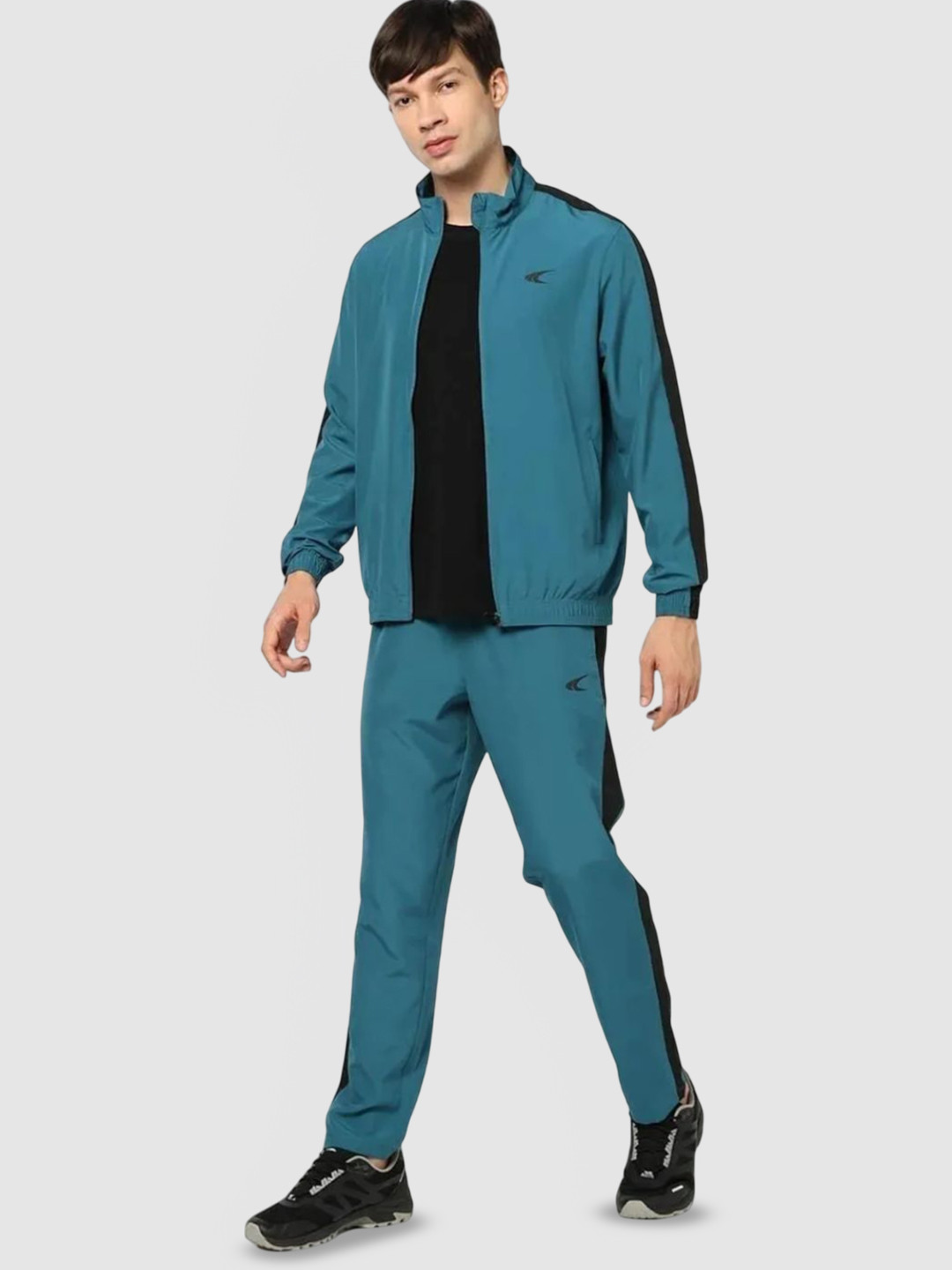 Performax Men Colourblocked Mock Collar Long Sleeves Jacket With Trousers