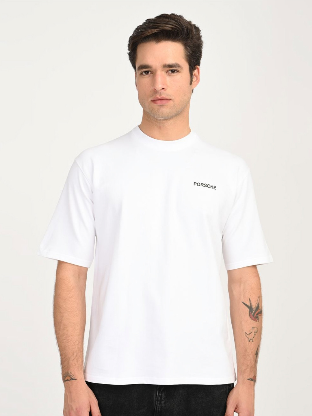 Porsche Men Brand Logo Printed Round Neck T-shirt