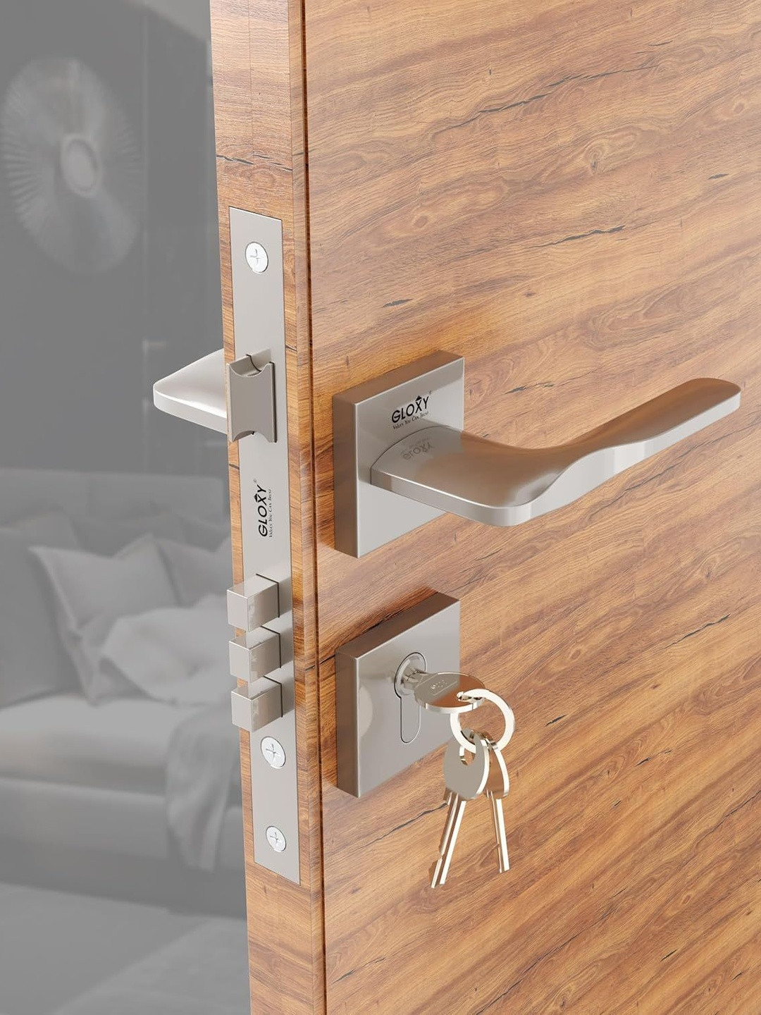 GLOXY ZInc Main Door Lock Mortise Set with 3 Brass Key