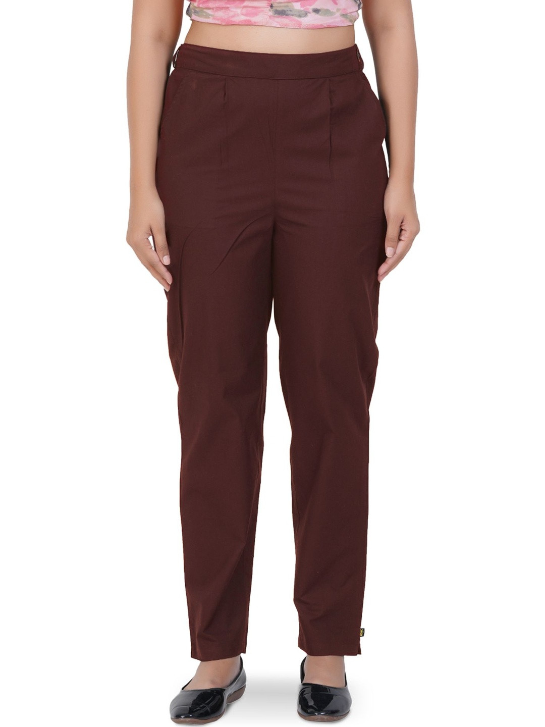 Happy Bunny Women Brown Cotton Regular Fit Mid-Rise Trousers