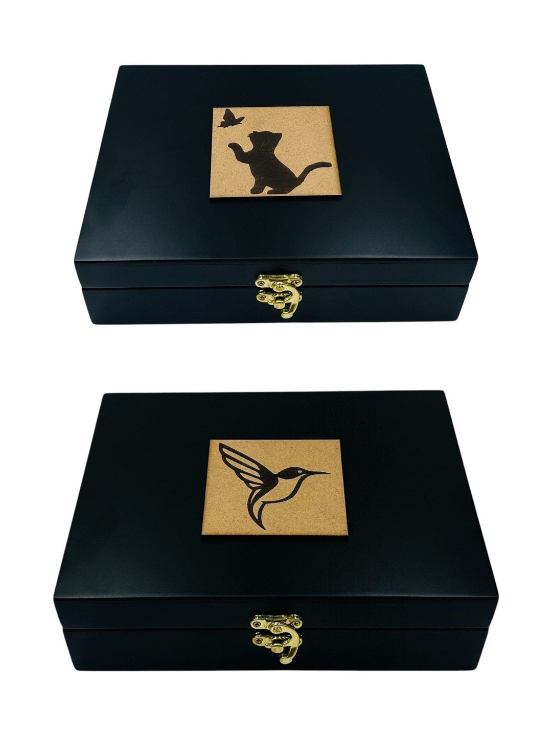 Angira handicrafts Black & Brown 2 Pieces Wooden Multipurpose Storage Boxes