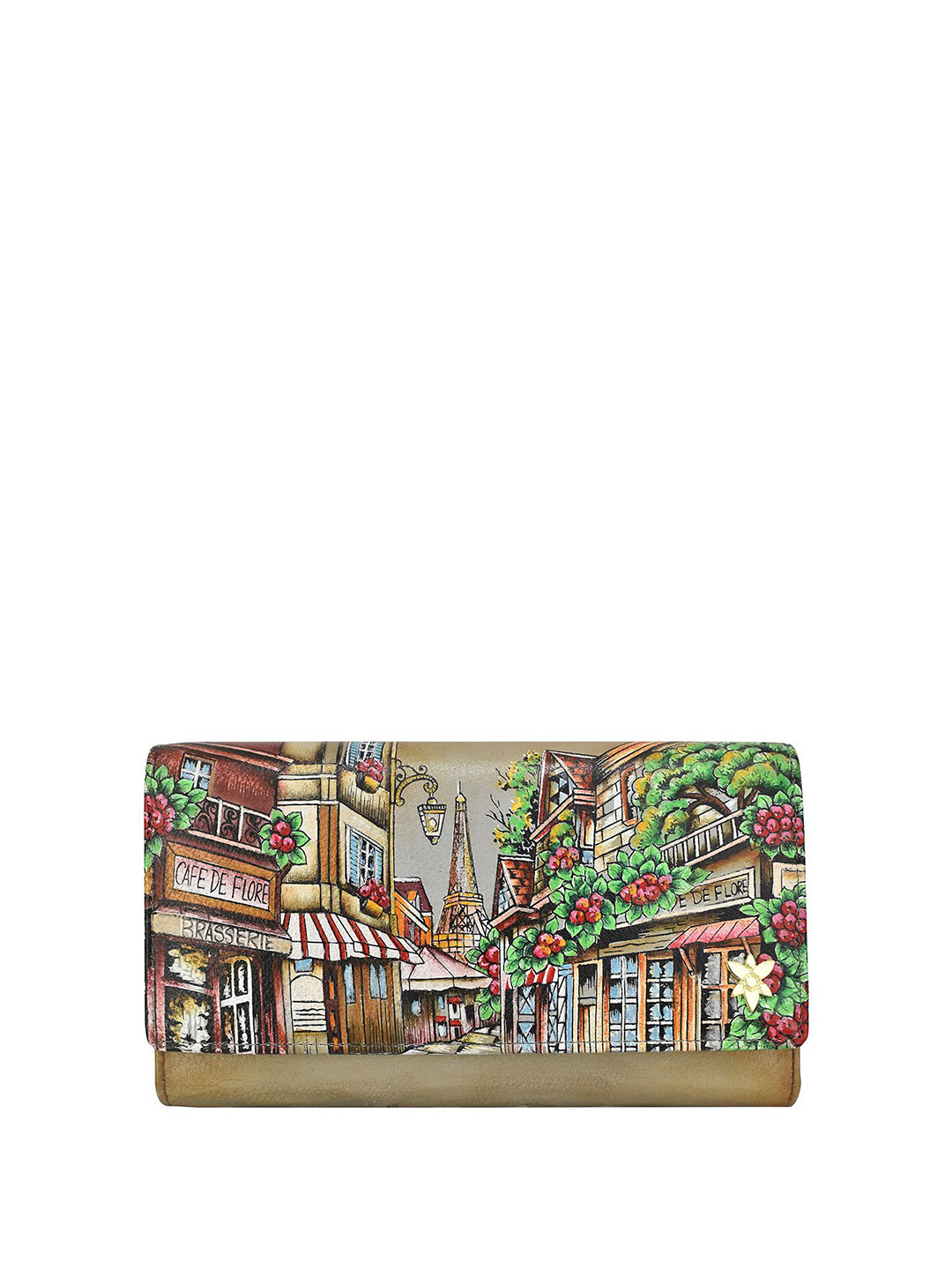 Anuschka Women Parisian Caf Handpainted Leather Three Fold Wallet
