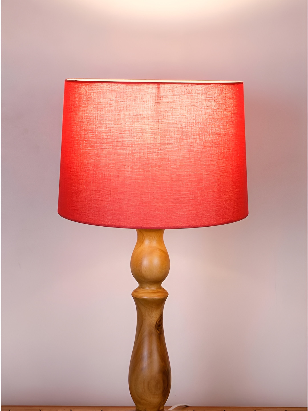 FREEDOM TREE Red Metal Drum Shaped Table Lamp