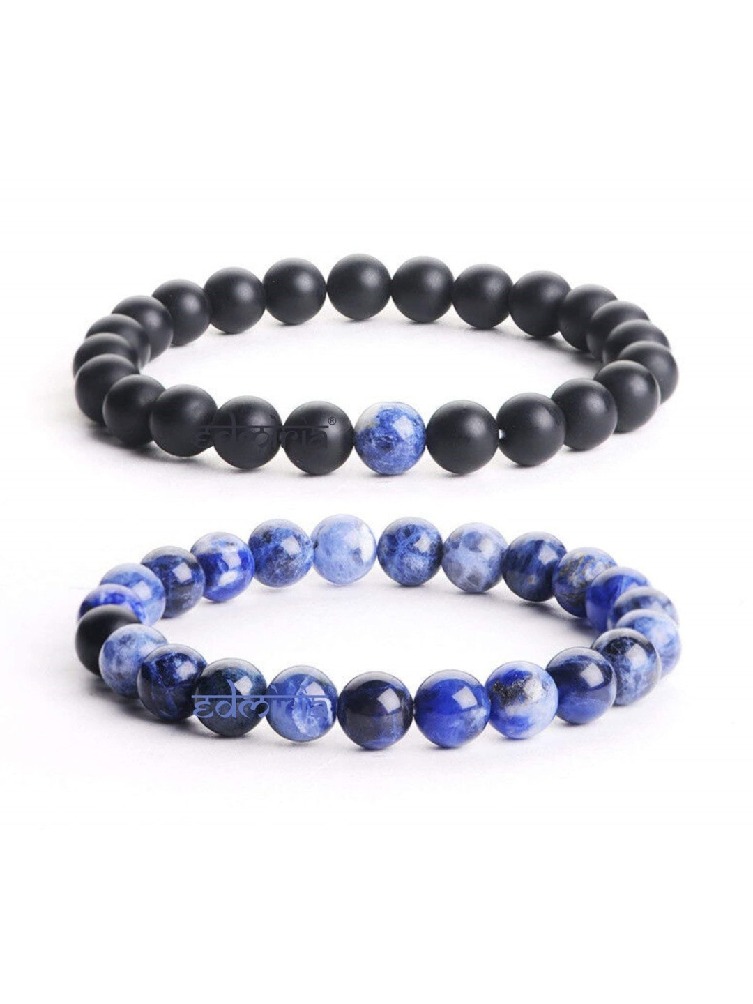 EDMIRIA Unisex Set Of 2 Slip On Ceramic Beaded Bracelet