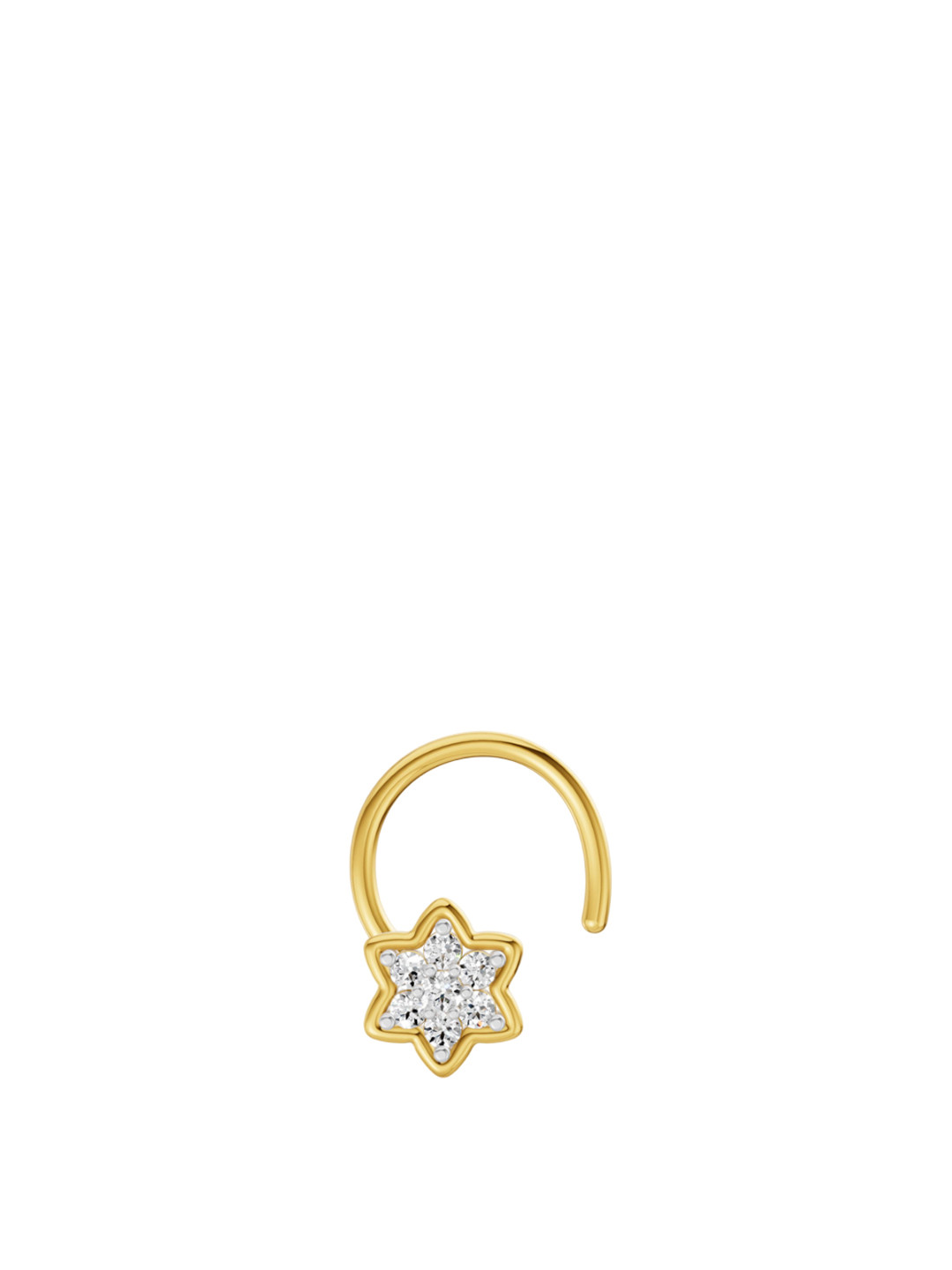 Sparkles 14KT Gold Nose Pin With 0.04 Carat Star Shape Star Lab Grown Diamonds- 0.41 g