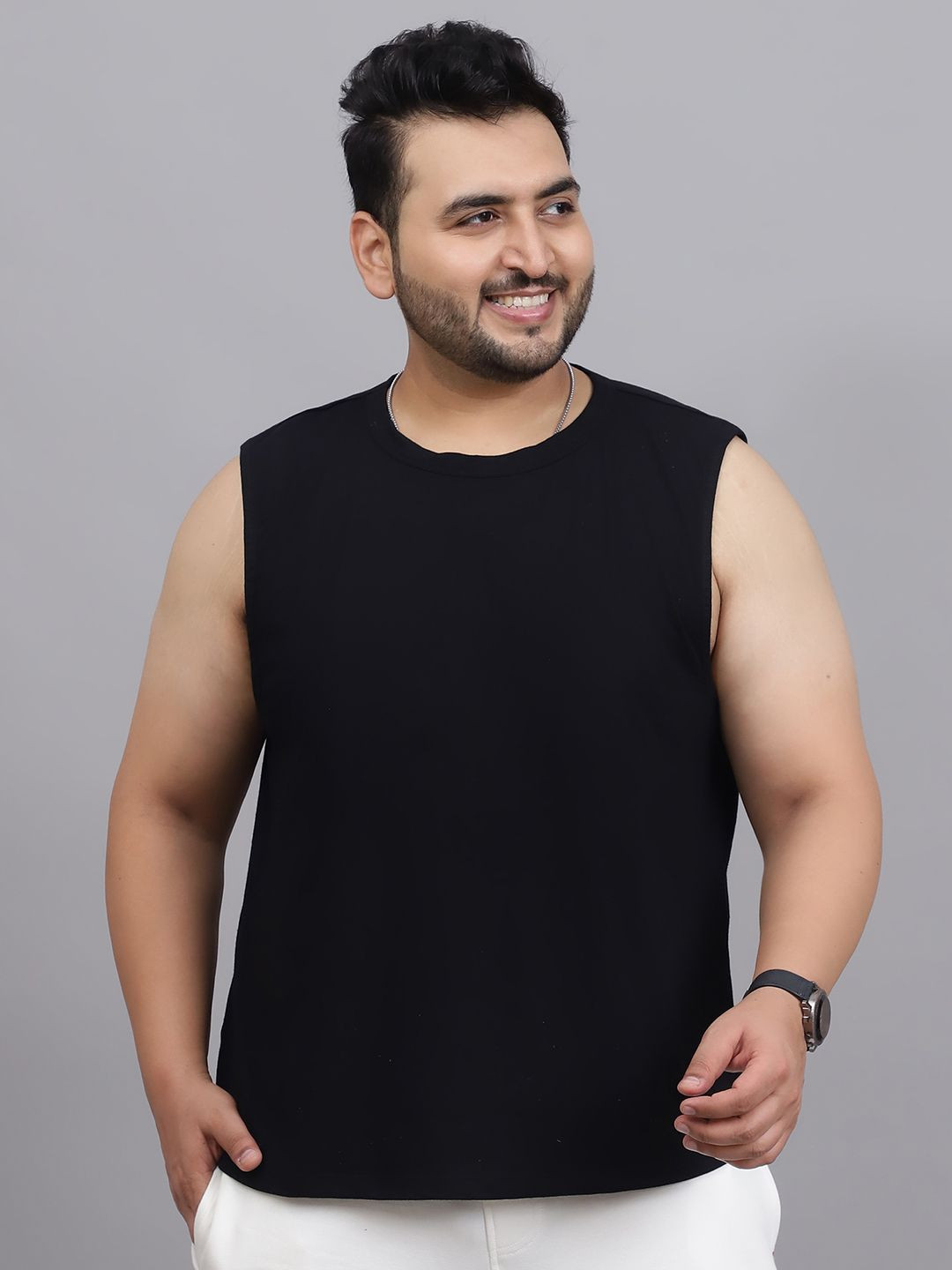 A AND K Plus Size Sleeveless Pure Cotton T-Shirt