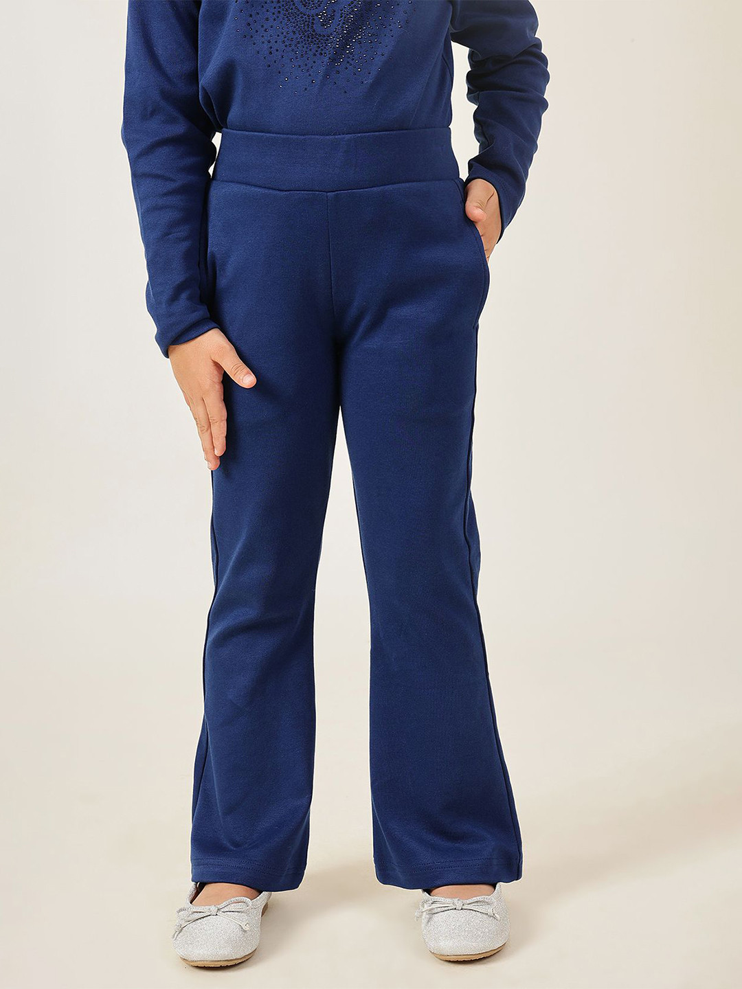 One Friday Girls Pure Cotton Slip On Mid-Rise Trousers