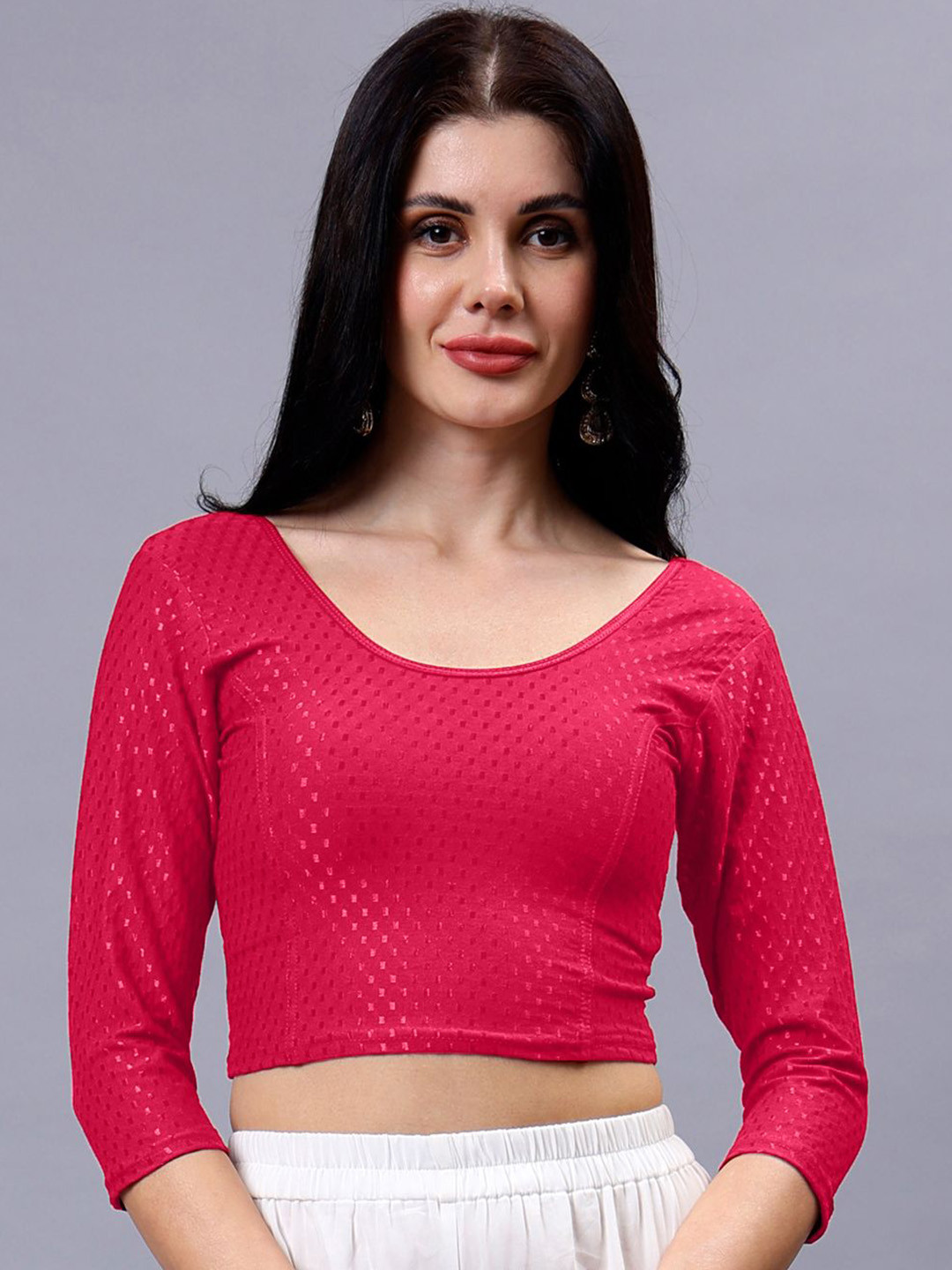 Plus Size Woven-Designed Saree Blouse