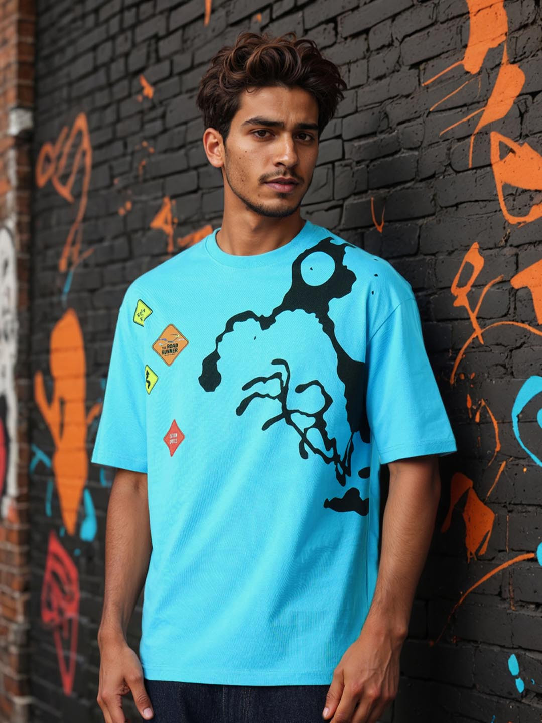 The Indian Garage Co Men Looney Tunes Graphic Printed Round Neck Cotton T-shirt