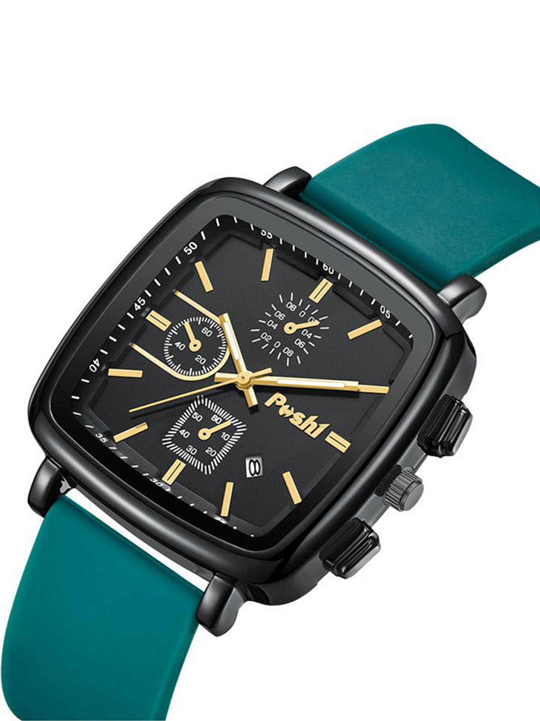 Poshi Men Square Dial & Silicone Straps Analogue Watch POSW12-844401985008