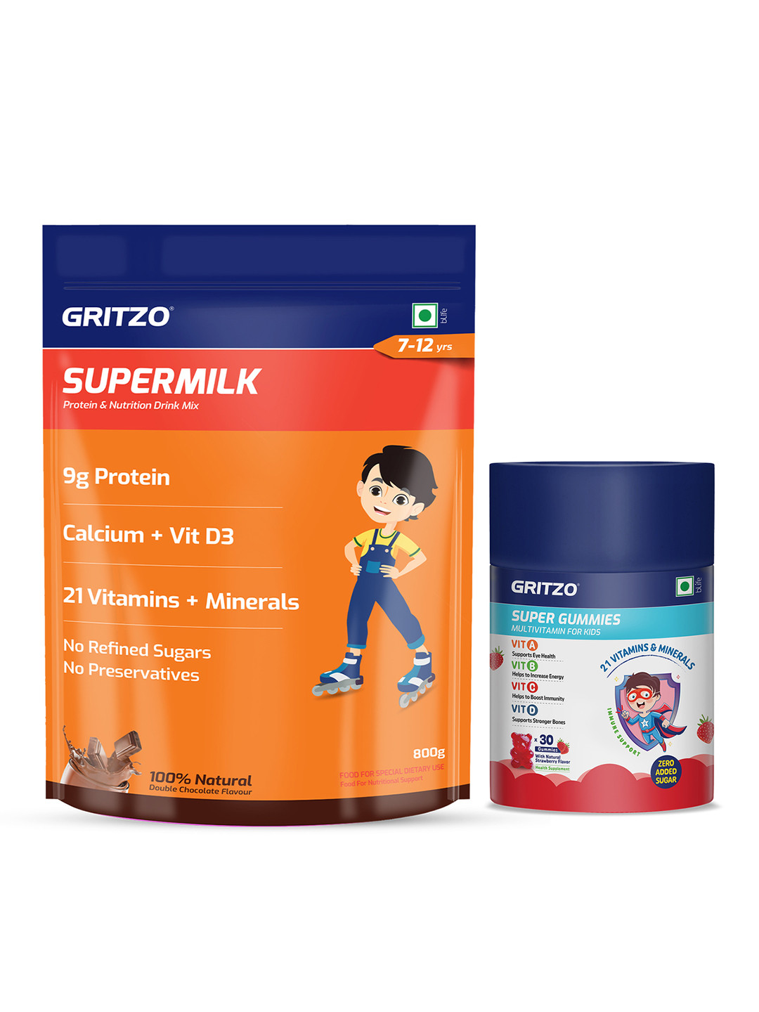 Gritzo SuperMilk Daily Nutrition Young Athletes With Super Gummies -1kg- Double Chocolate
