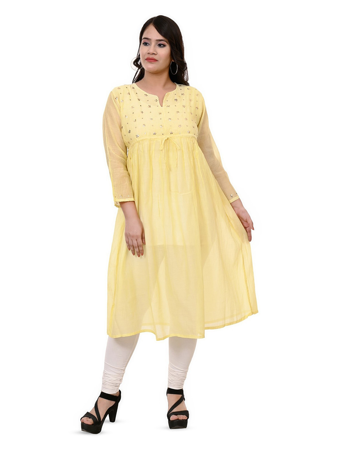 THREAD FIESTA Women Embroidered Thread Work Chanderi Silk Kurta
