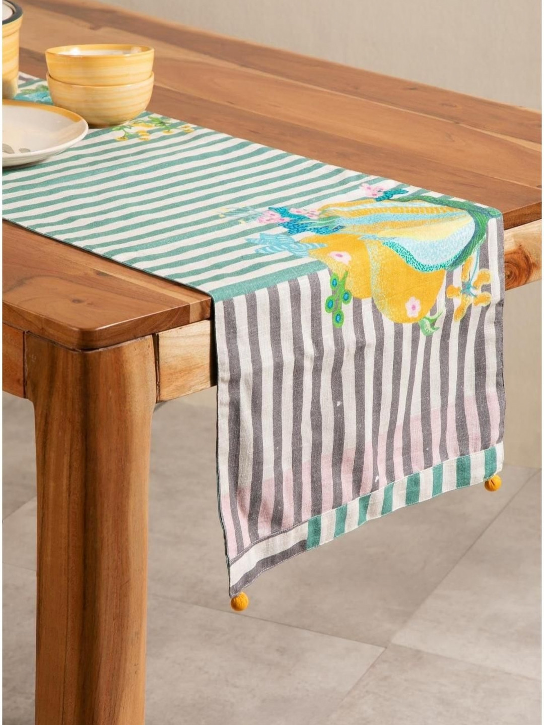 FREEDOM TREE Keora Black & White Striped Cotton Table Runner