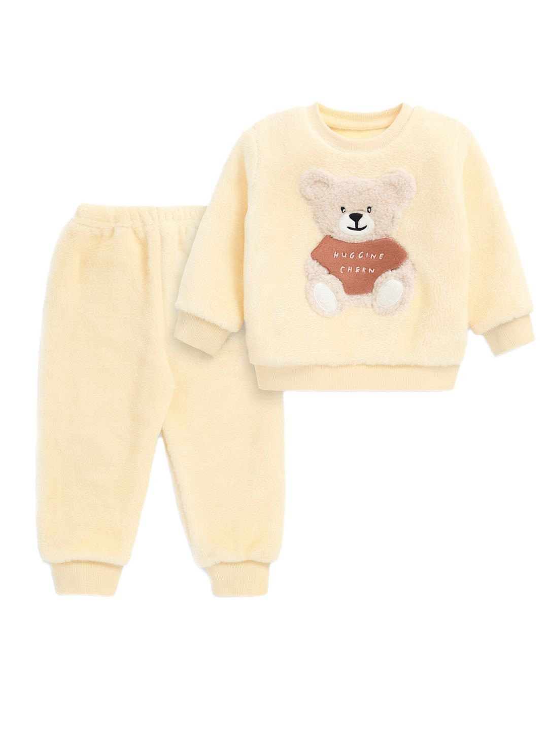 Bold N Elegant Kids-Unisex Yellow Polyester Embroidered Clothing Set