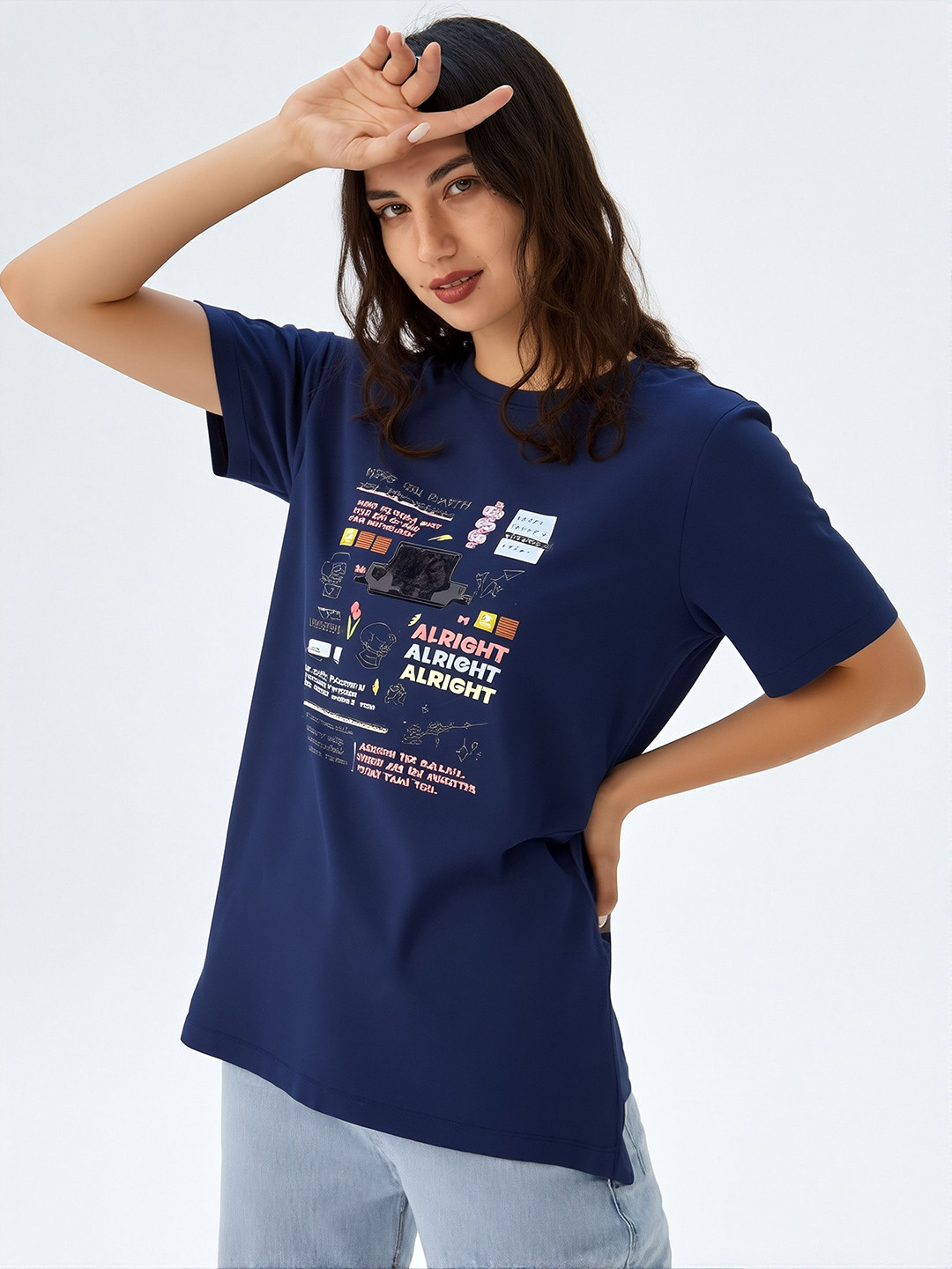 V-Hanu Printed Round Neck Pure cotton Regular Fit T-shirt