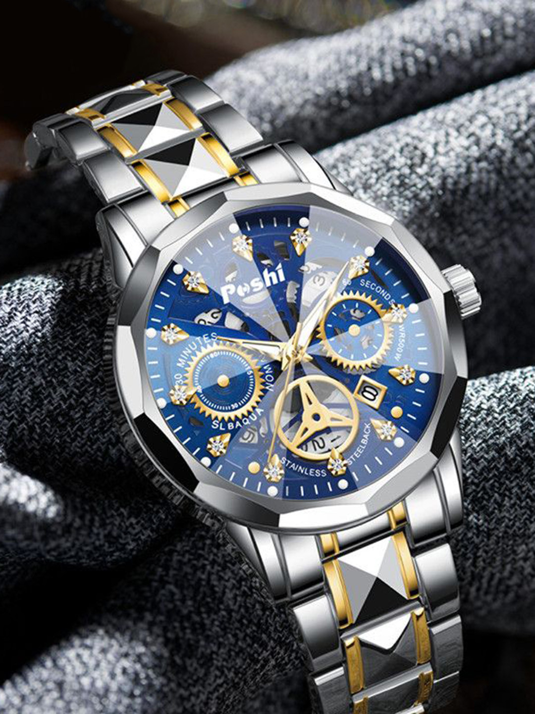 Poshi Men Dial & Stainless Steel Straps Analogue Watch POSW15-845920909593