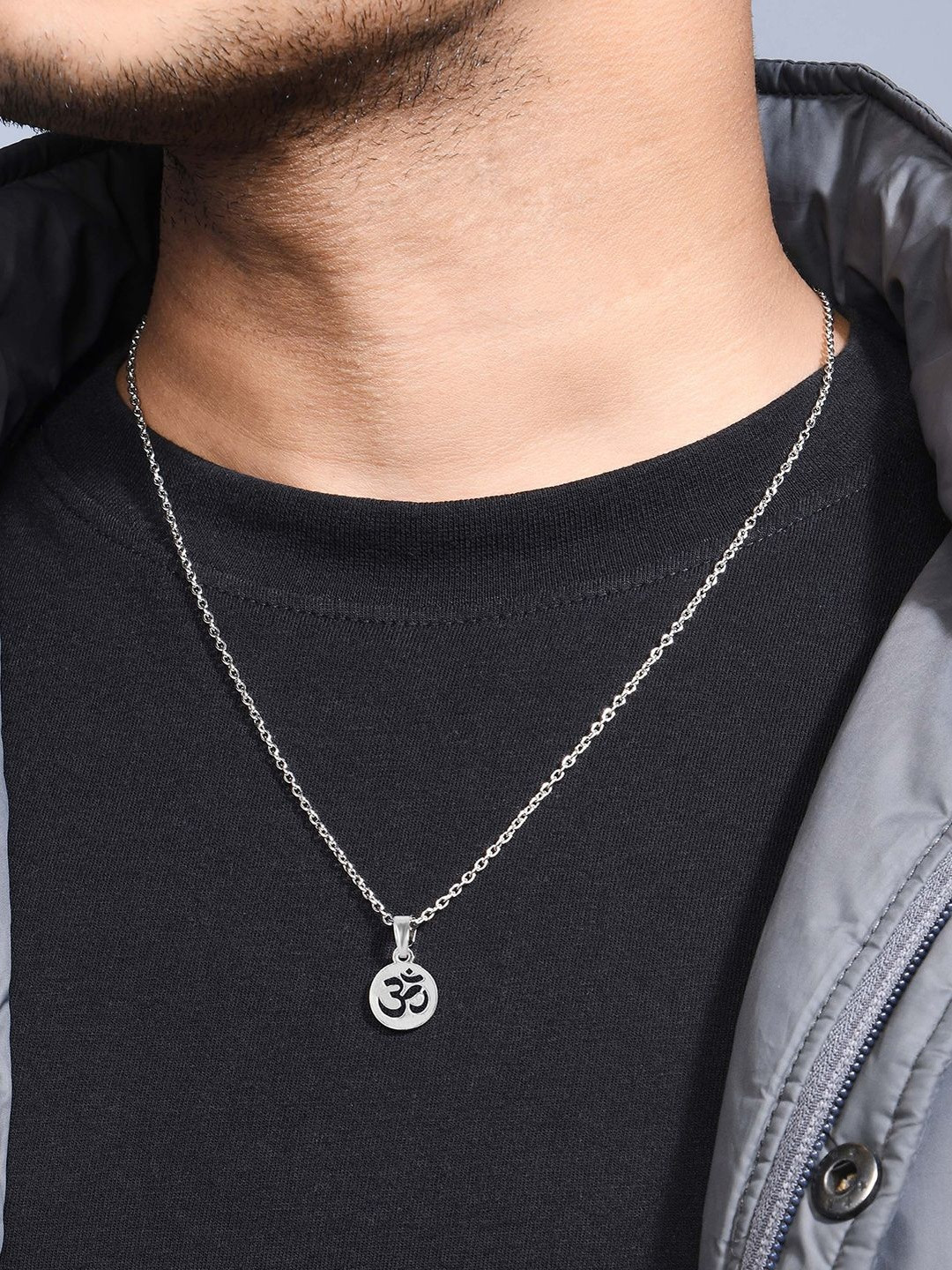 The Bro Code Silver-Plated Circular Shaped OM Pendants With Chains