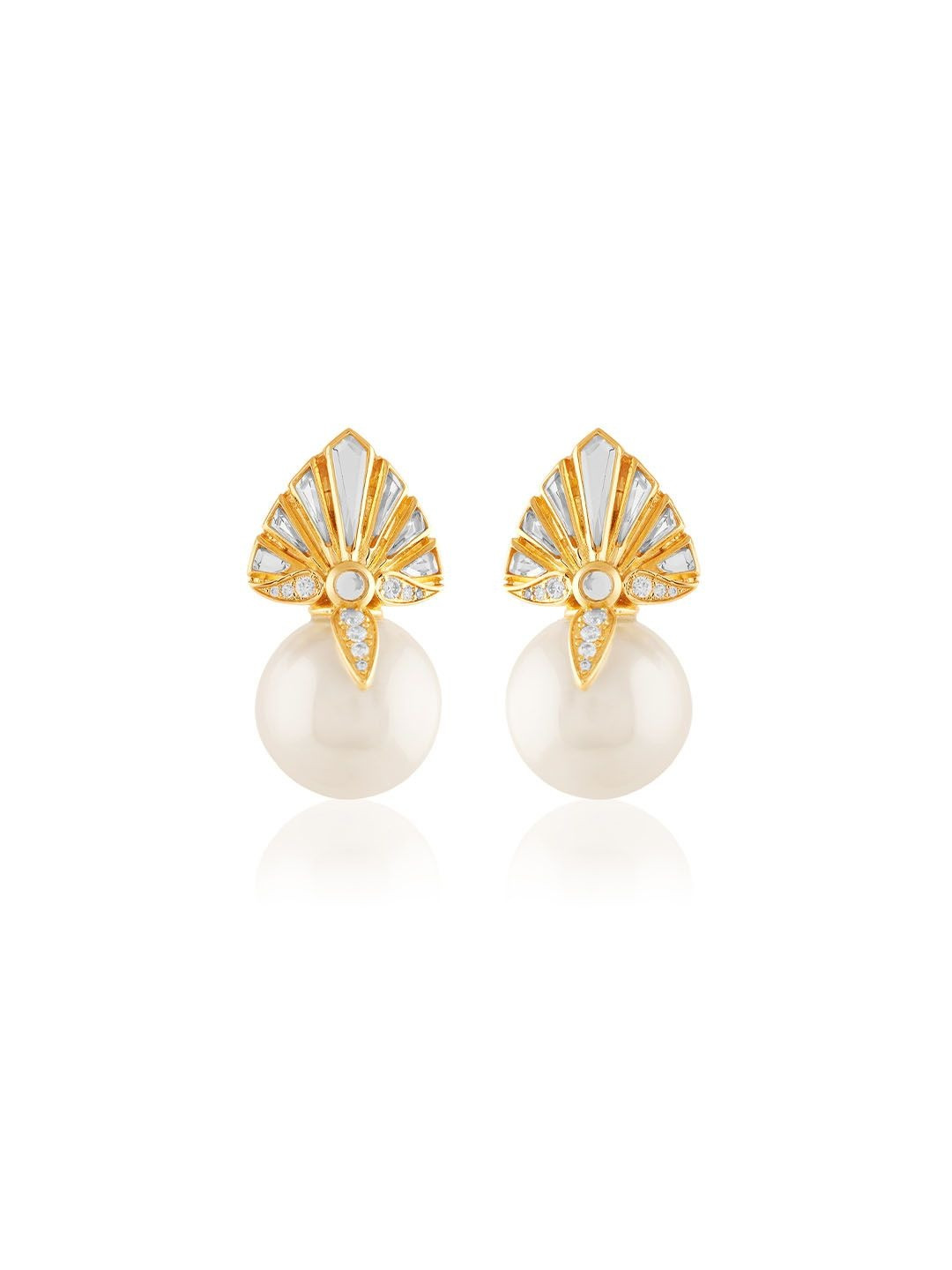 Isharya 18Kt Gold Plated Filgrana Statement Spherical Shaped Pearl Studded Drop Earrings