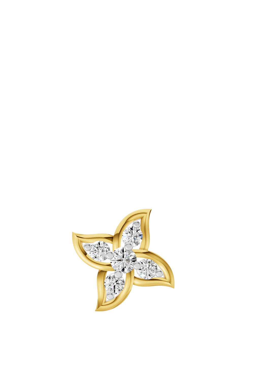 Sparkles Women 14 KT Gold Lab Grown Petal Spark Diamond Nosepin - 0.48 g