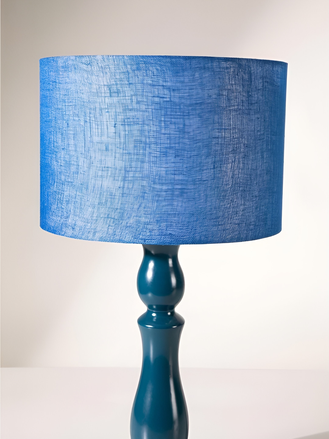 FREEDOM TREE Blue Textured Metal Cylindrical Shaped Table Lamp
