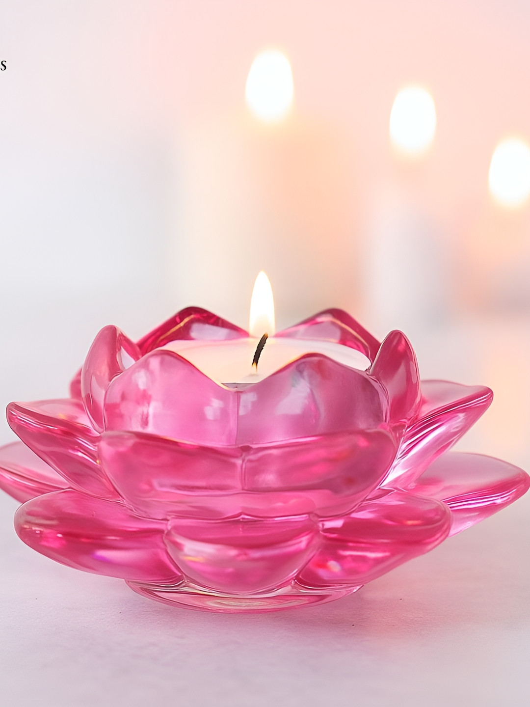 NFI essentials Pink Glass Candle Holder