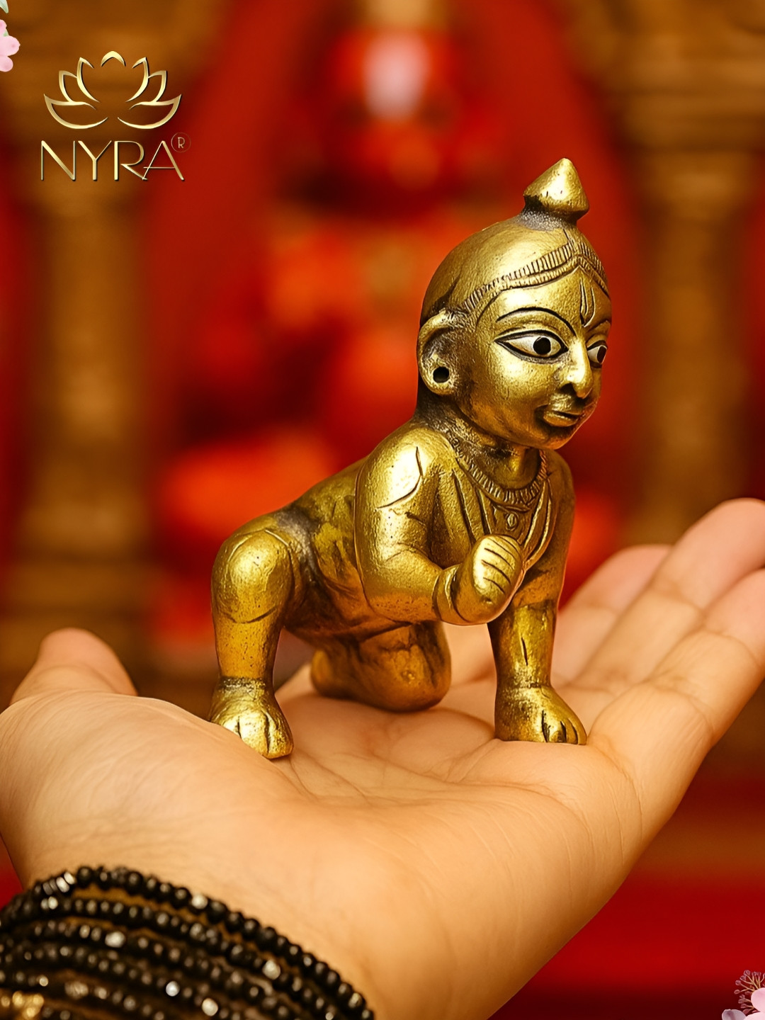 Nyra Kitchenware Yellow Glossy Bal Gopal Krishna Murti Showpiece