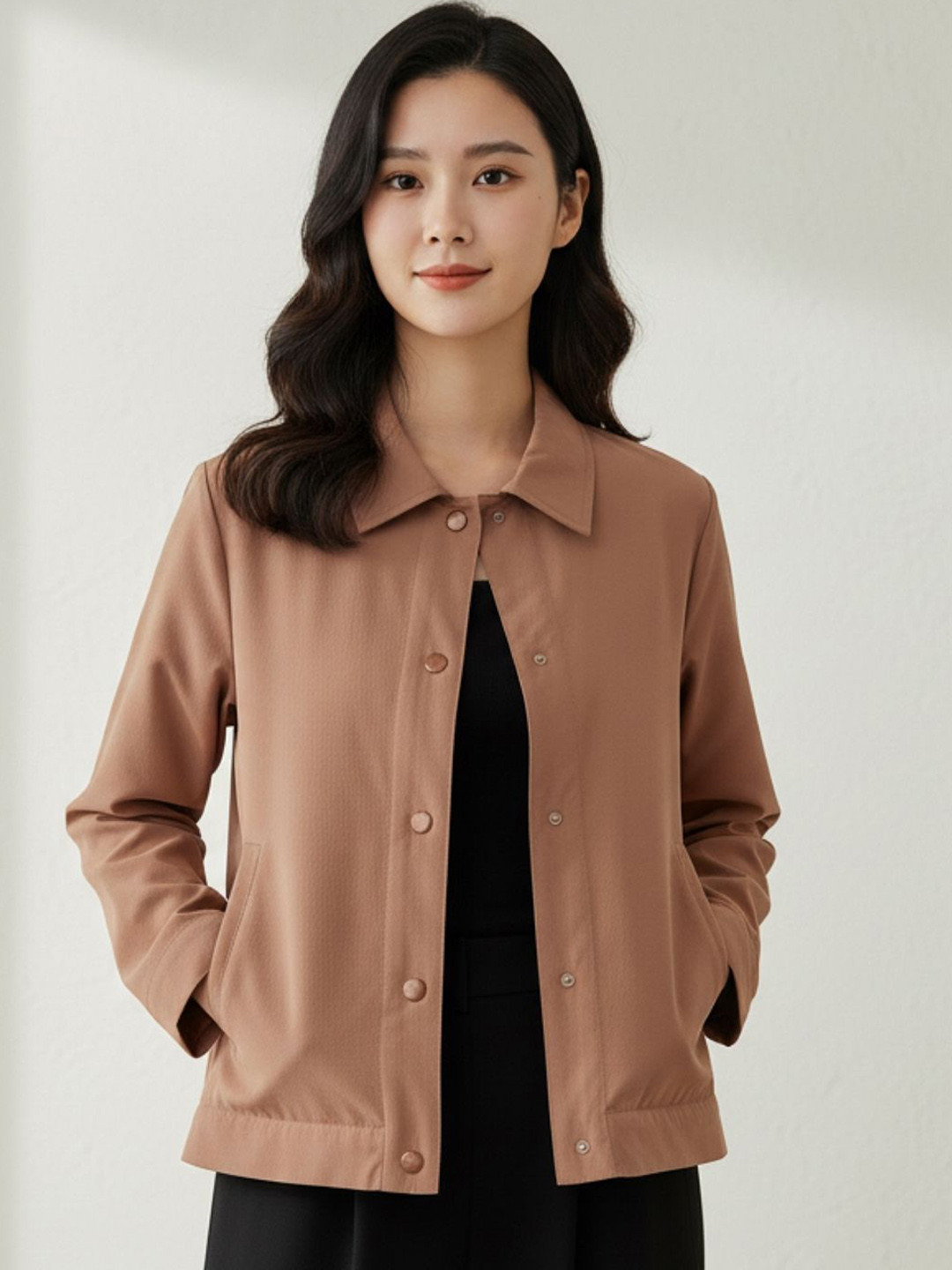 Wineberry Lightweight Longline Leather Jacket