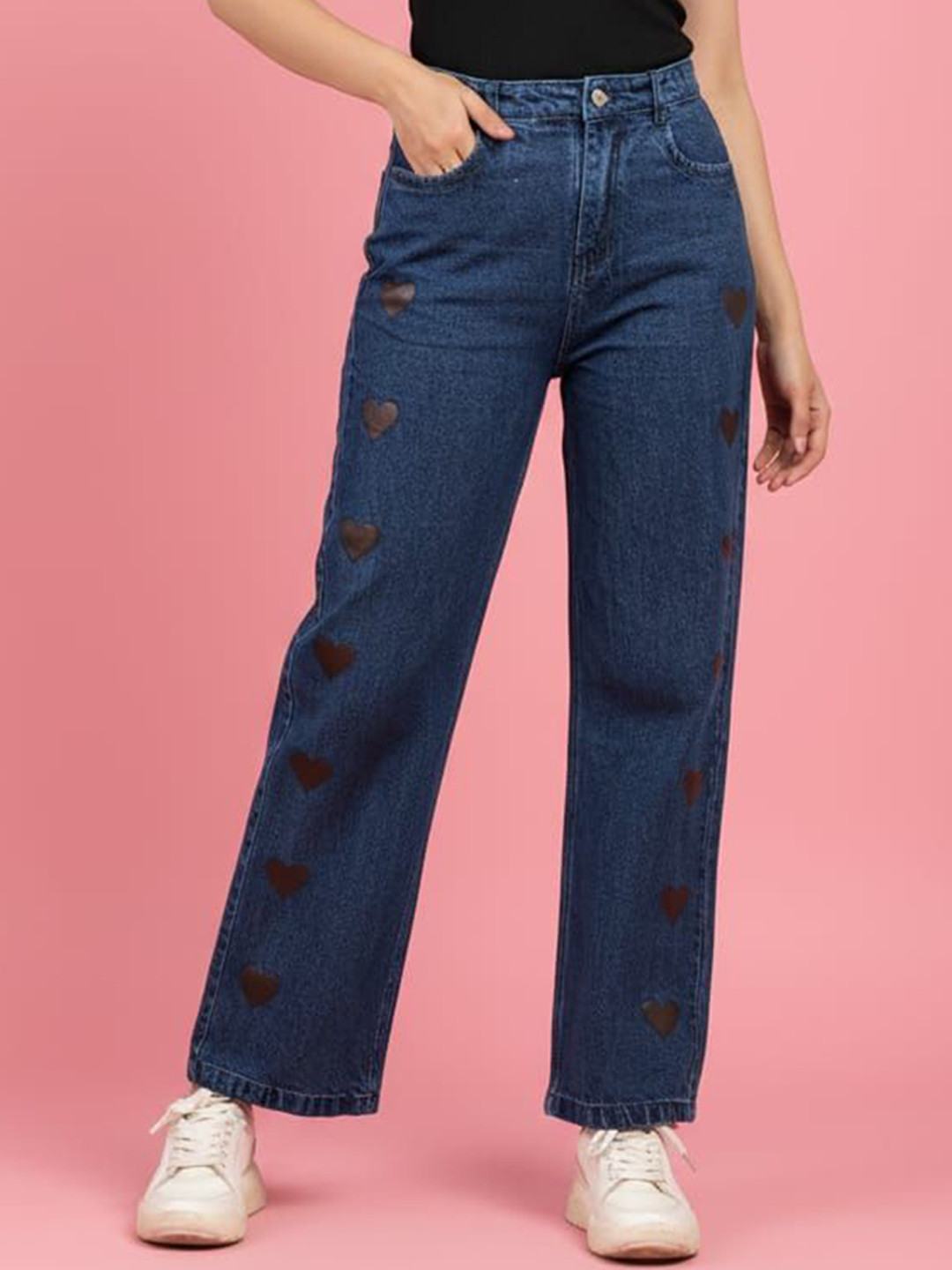 HIGH BUY Women Urban Printed Relaxed Fit Mid-Rise Jeans