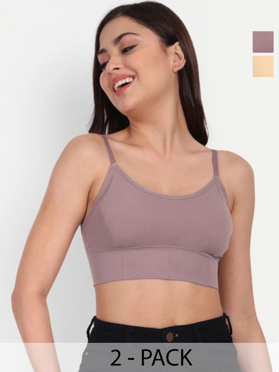 LE CRAF  Pack of 2 Full Coverage Lightly Padded Non-Wired Cut and Sew Everyday Bra