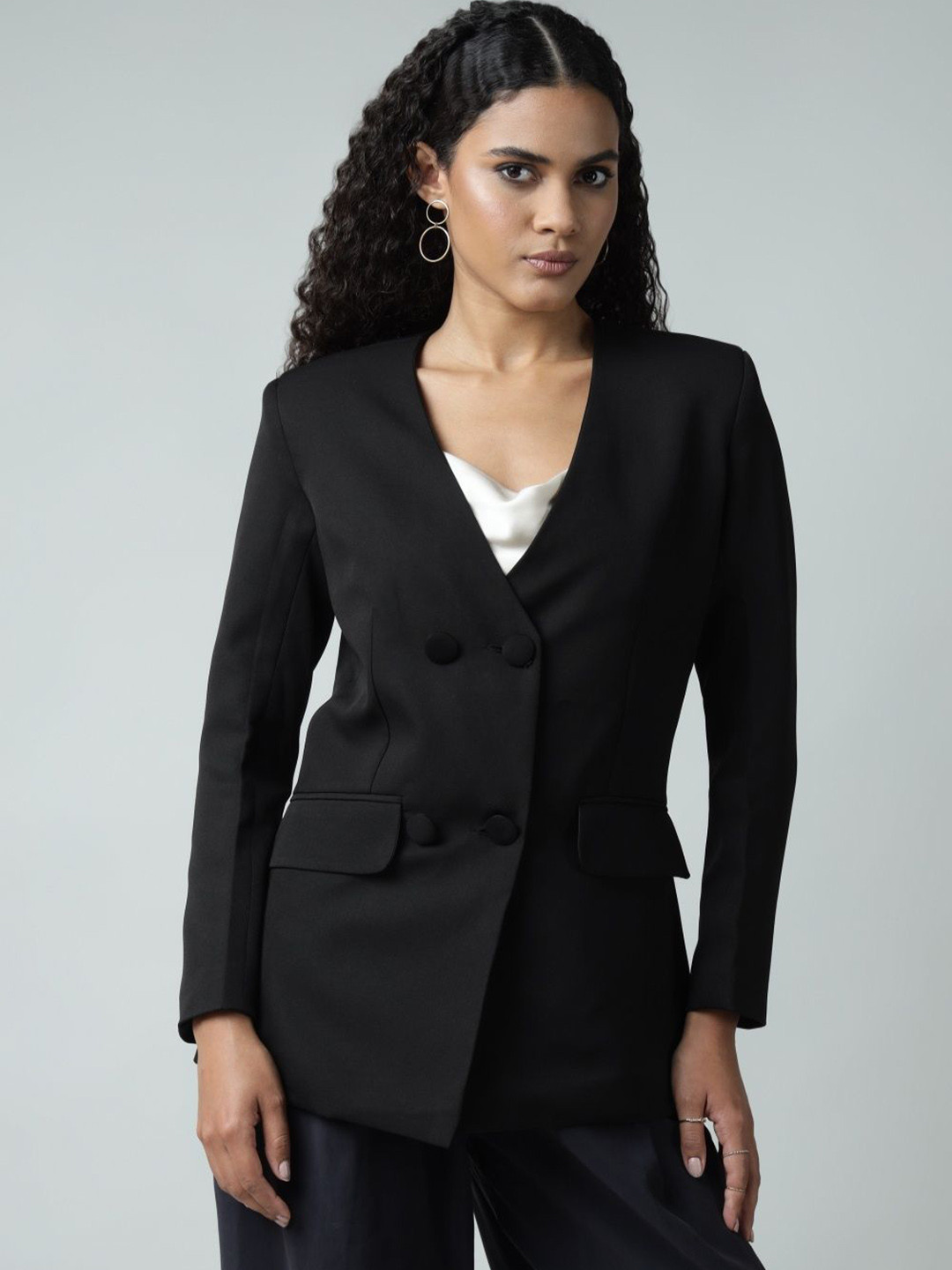 SANAITA CREATIONS Double Breasted Shawl Collar Blazer
