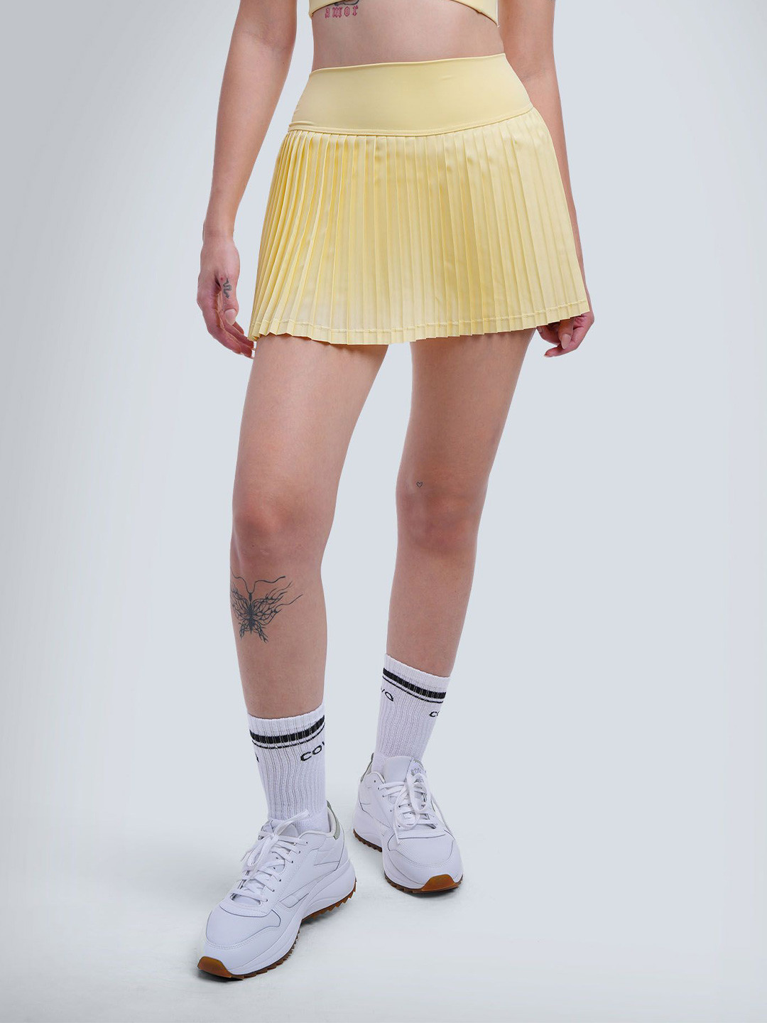 CAVA Women Butter Yellow Plie Pleated Skort