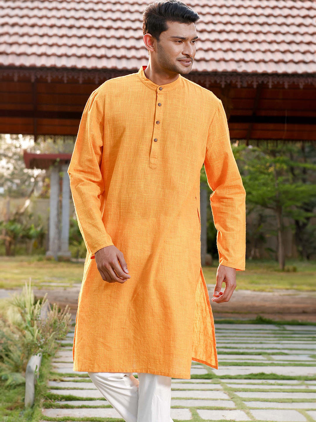 FILORI STUDIO Solid Pure Cotton Long Kurta