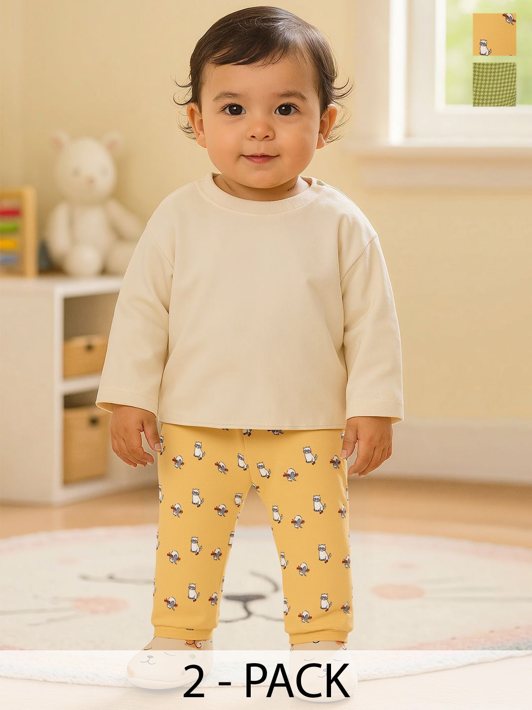 MINI KLUB Boys Pack Of 2 Animal & Geometric Printed Trousers