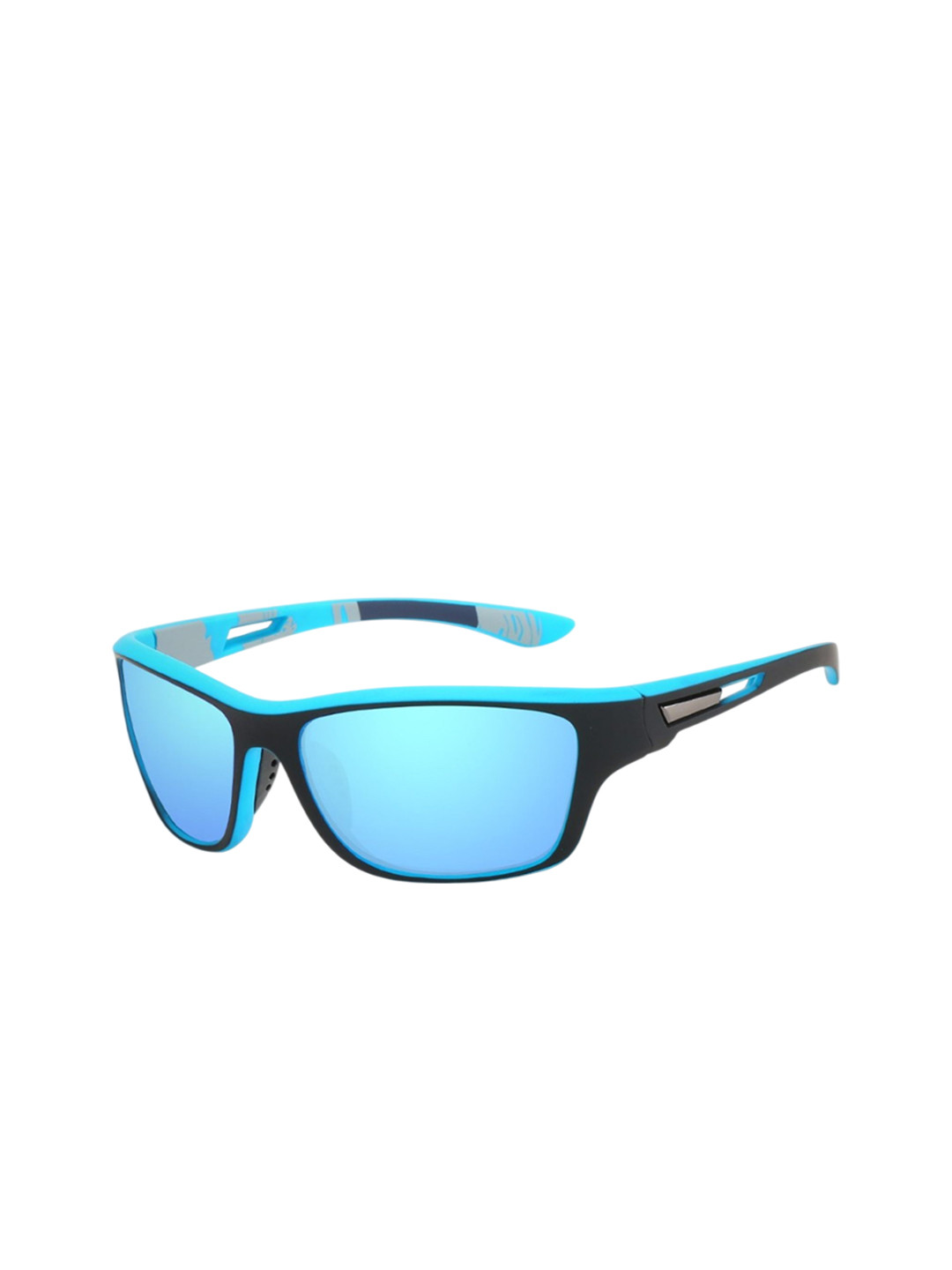 goglassic Unisex  Rectangle Polarised and UV Protected Lens Sunglasses Rider-V1-Blue-Mercury