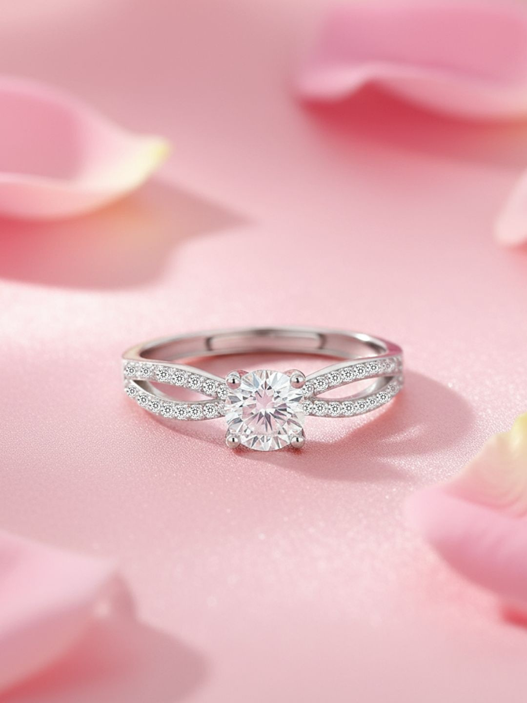 Zavya 925 Sterling Silver Rhodium-Plated CZ-Stone Studded Promise Of Forever Finger Ring